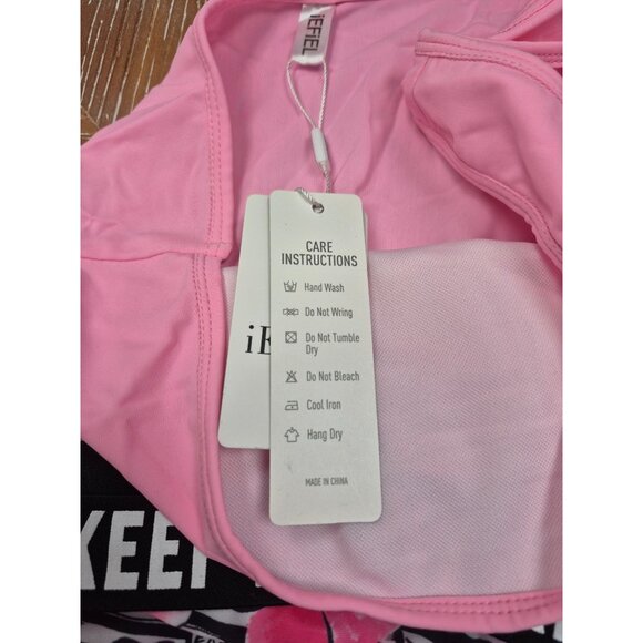 One-Shoulder Pink & Floral "Keep Move" Swimsuit Set For Teen Girl Size 14 - Picture 8 of 12